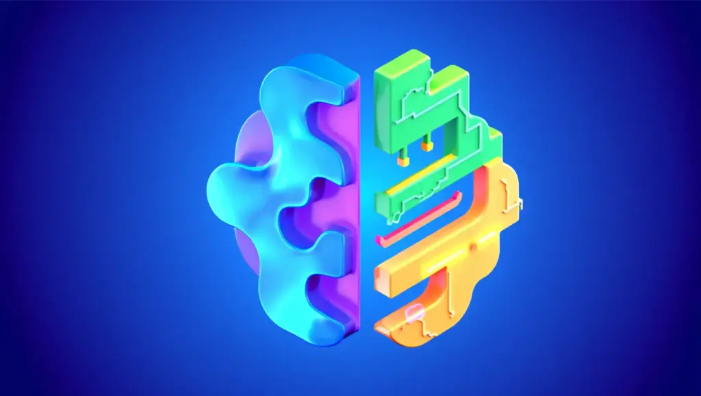 Réseau neural abstrait représentant l'intelligence artificielle générale avec des connexions lumineuses