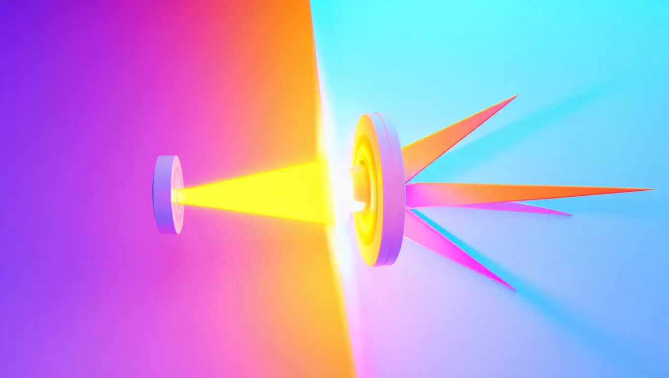 Comparaison visuelle entre IA étroite spécialisée et AGI polyvalente sous forme de faisceaux lumineux