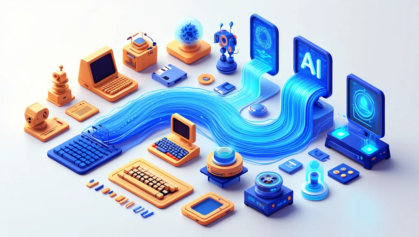Frise chronologique visuelle de l'évolution des concepts d'intelligence artificielle à travers l'histoire